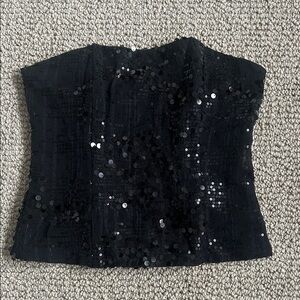 Black Sequin Lioness Corset Top
